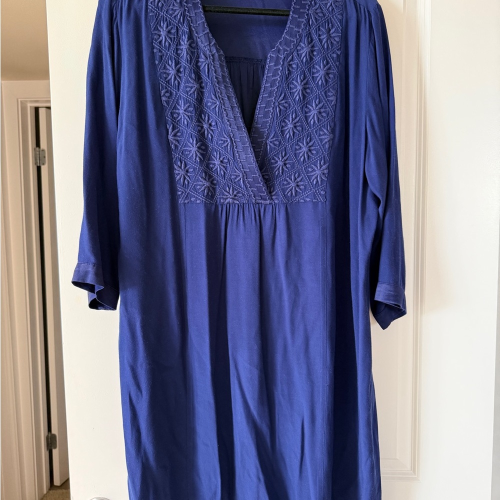 Johnny Was Deep Blue Tunic with Embroidery
